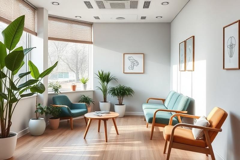 Lyst og innbydende venterom på en moderne tannklinikk